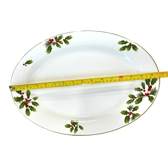 Better Homes Gardens Holiday 2009 Serving Platter Porcelain 15.5" Holly Berries - Picture 6 of 8
